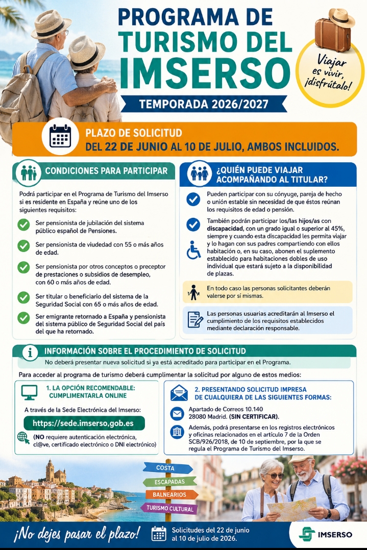 Programa de Turismo del IMSERSO - Temporada 2026/2027